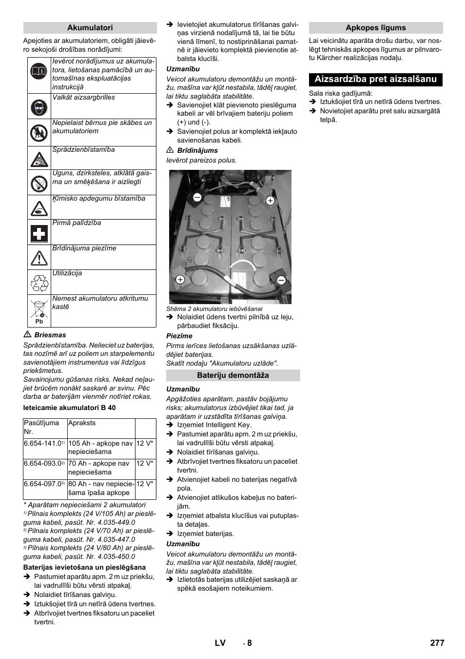 Aizsardzība pret aizsalšanu | Karcher B 60 W User Manual | Page 277 / 308