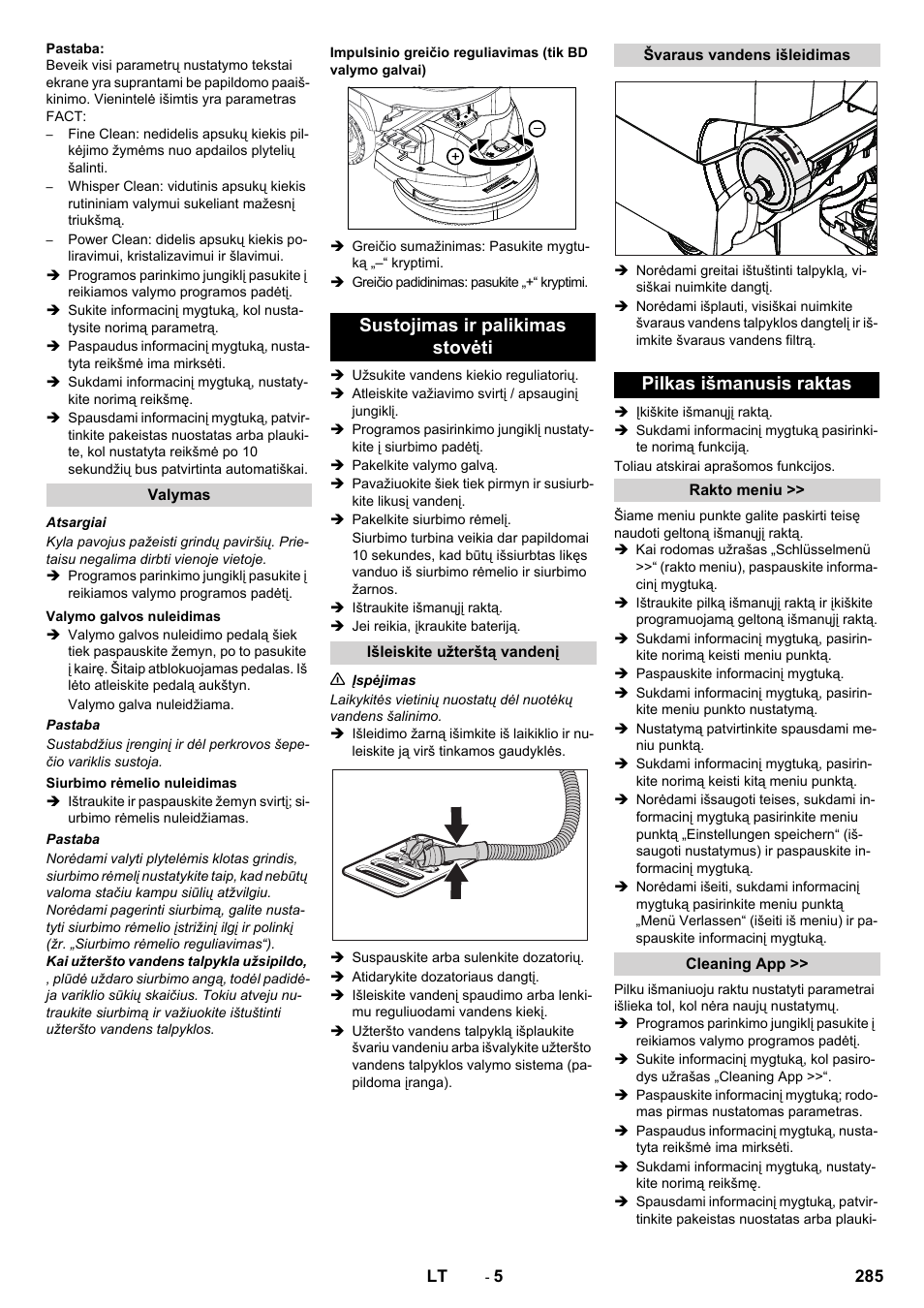Sustojimas ir palikimas stovėti, Pilkas išmanusis raktas | Karcher B 60 W User Manual | Page 285 / 308