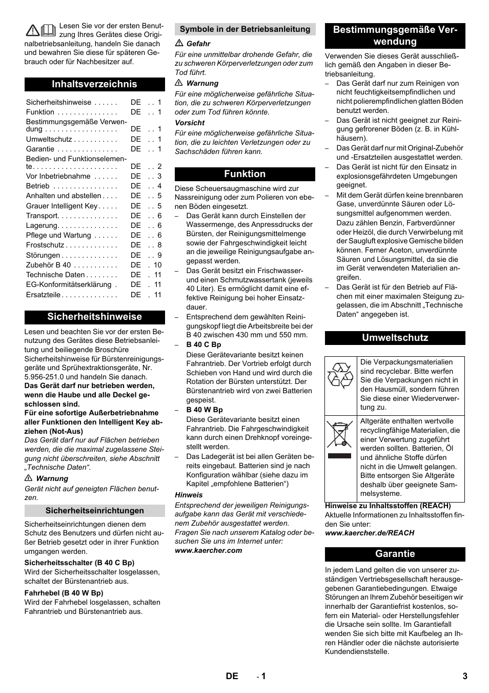 Karcher B 60 W User Manual | Page 3 / 308