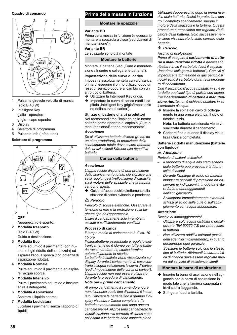 Prima della messa in funzione | Karcher B 60 W User Manual | Page 38 / 308