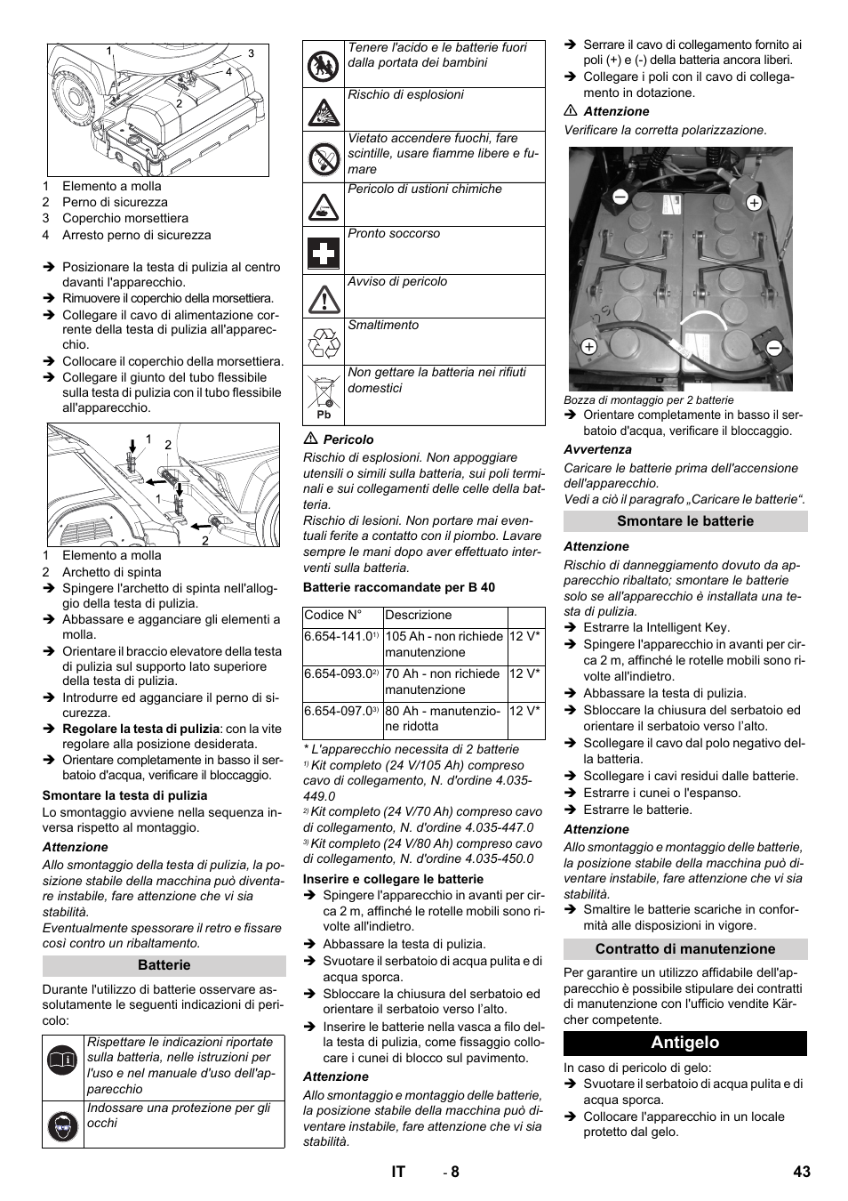 Antigelo | Karcher B 60 W User Manual | Page 43 / 308