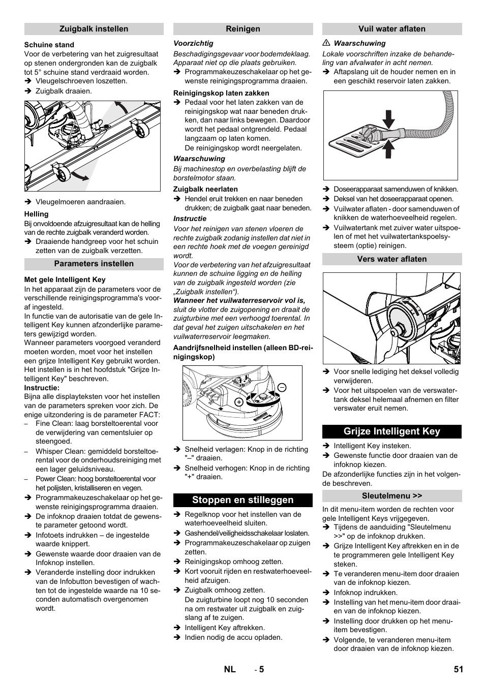 Stoppen en stilleggen, Grijze intelligent key | Karcher B 60 W User Manual | Page 51 / 308