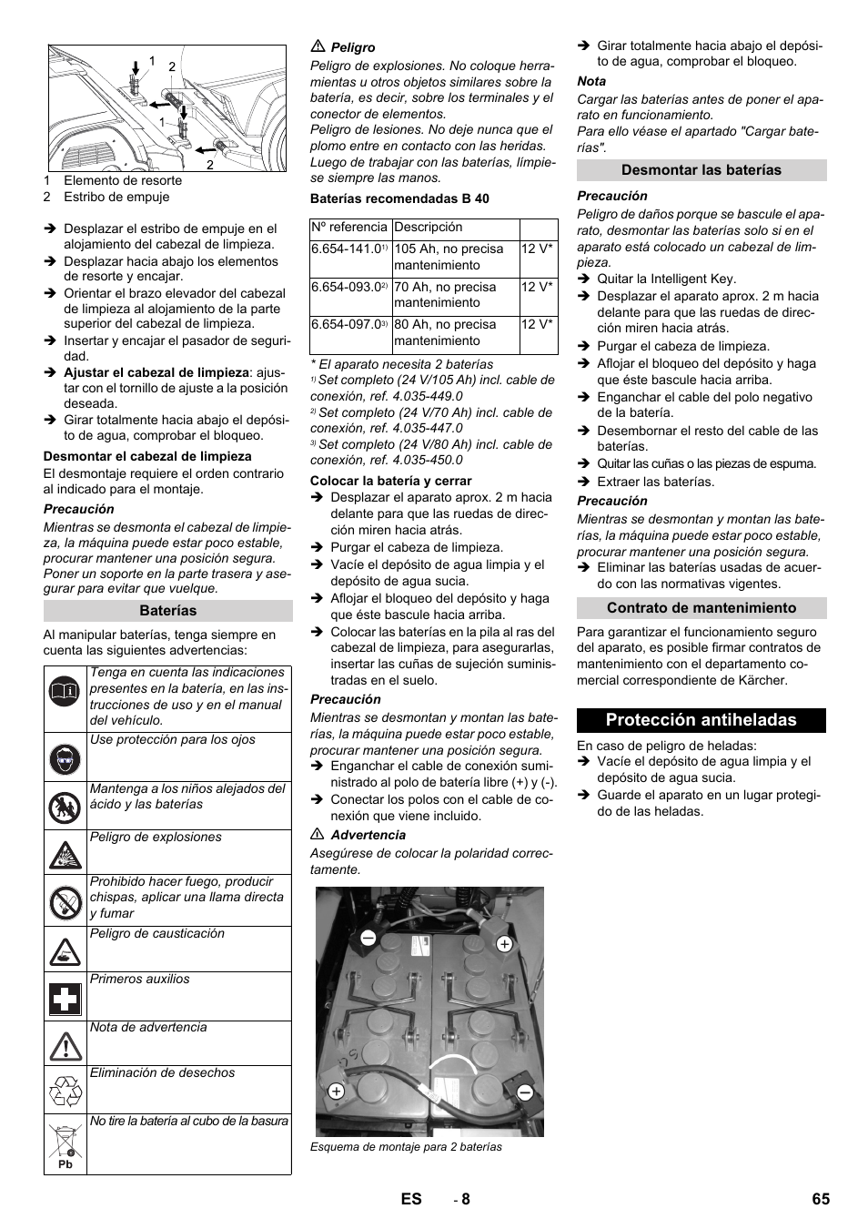 Protección antiheladas | Karcher B 60 W User Manual | Page 65 / 308