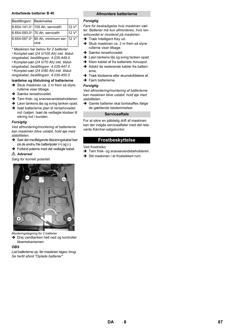 Frostbeskyttelse | Karcher B 60 W User Manual | Page 87 / 308