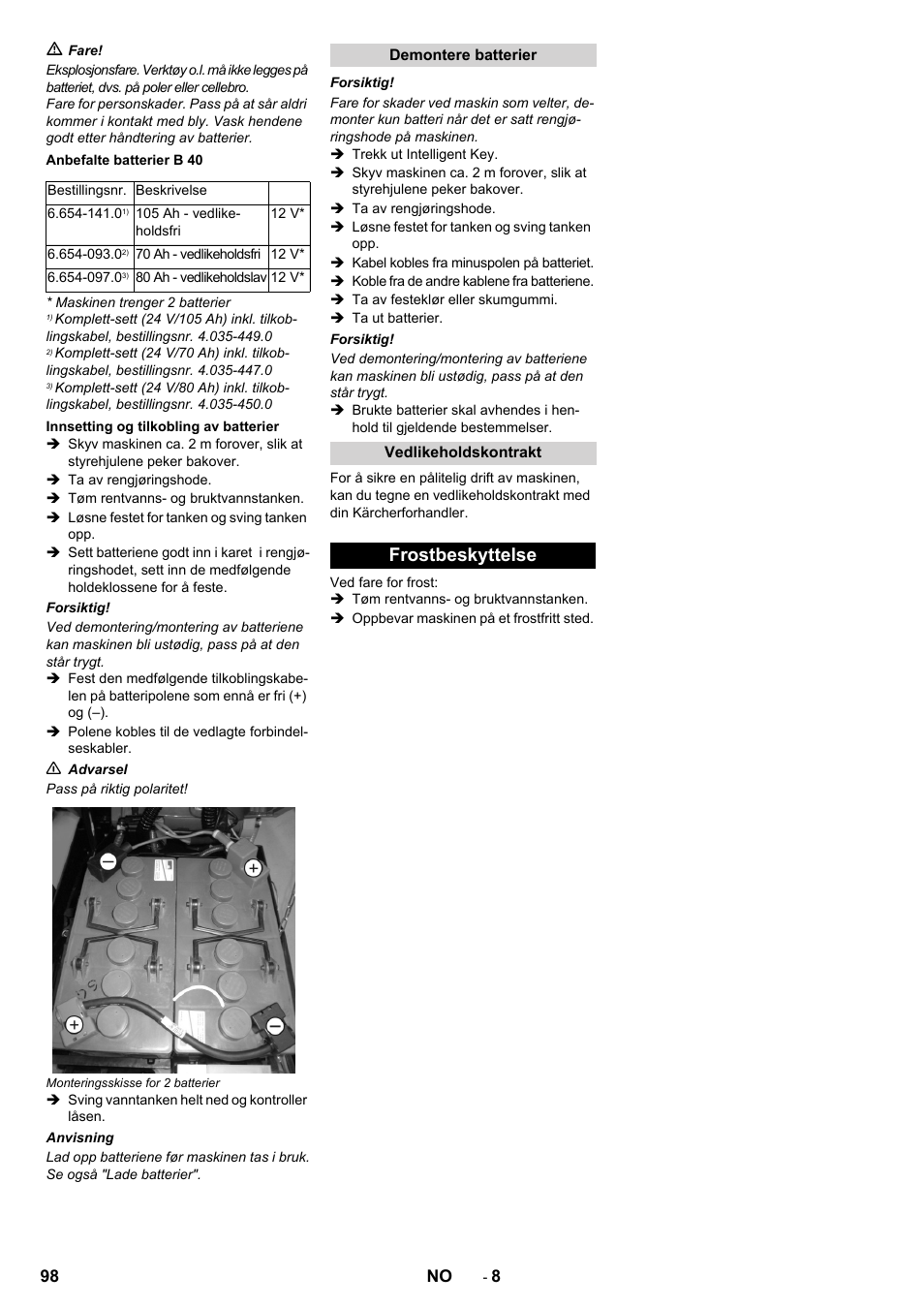 Frostbeskyttelse | Karcher B 60 W User Manual | Page 98 / 308