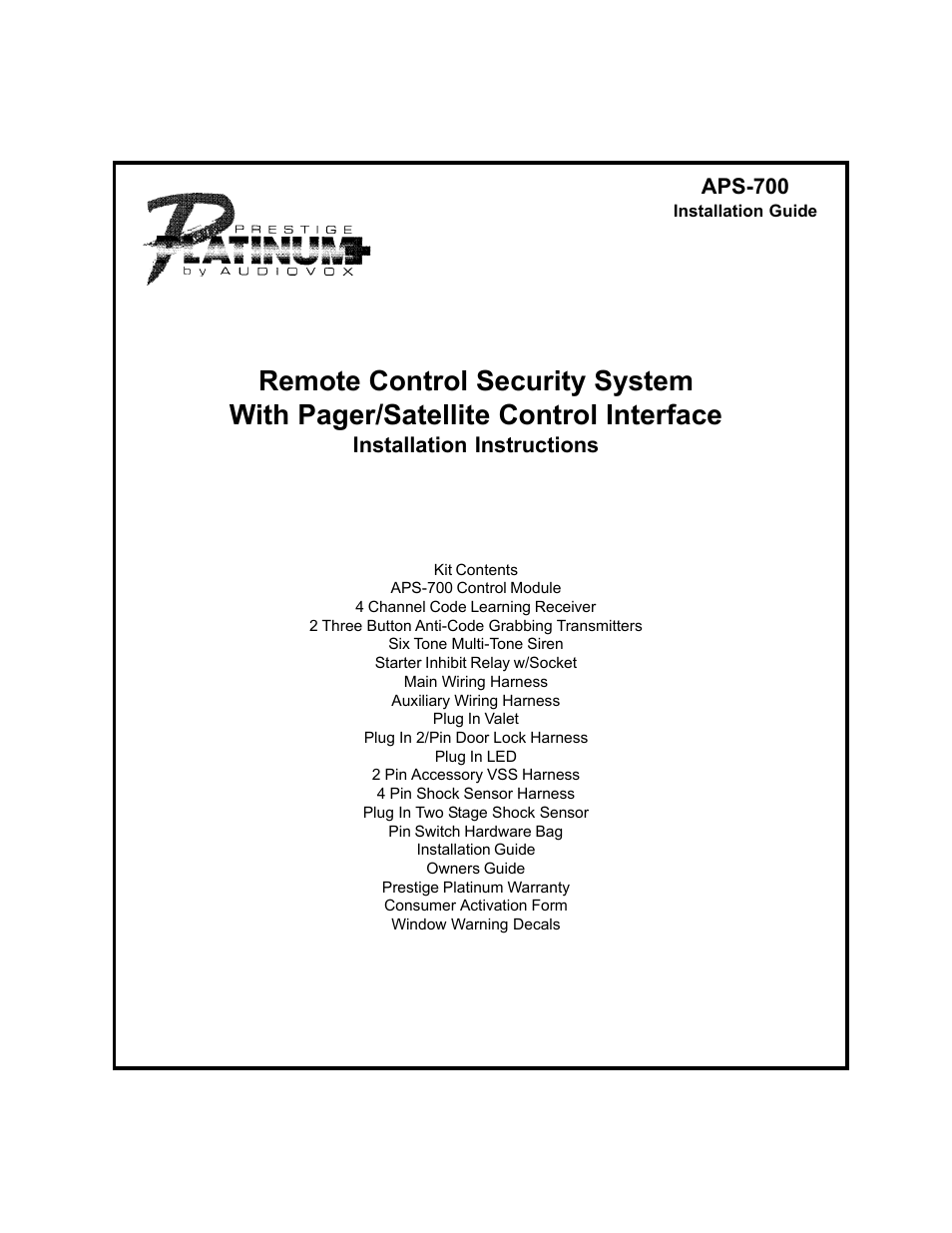 Audiovox APS-700 User Manual | 24 pages