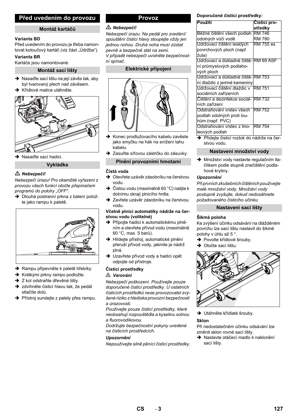 Před uvedením do provozu, Provoz | Karcher B 40 C Bp R 55 User Manual | Page 127 / 226
