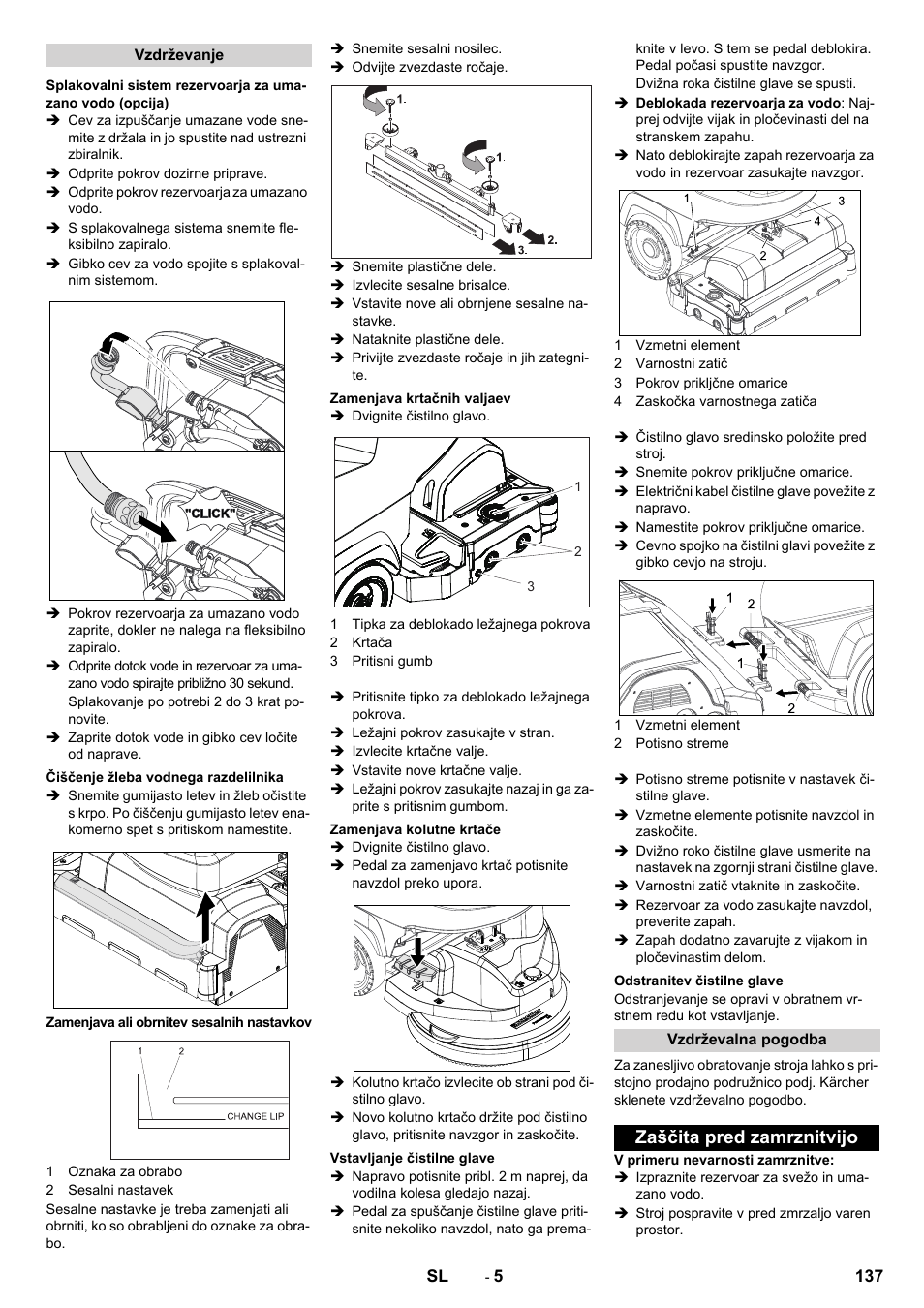 Zaščita pred zamrznitvijo | Karcher B 40 C Bp R 55 User Manual | Page 137 / 226