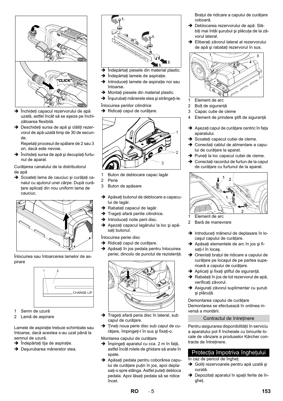 Protecţia împotriva îngheţului | Karcher B 40 C Bp R 55 User Manual | Page 153 / 226