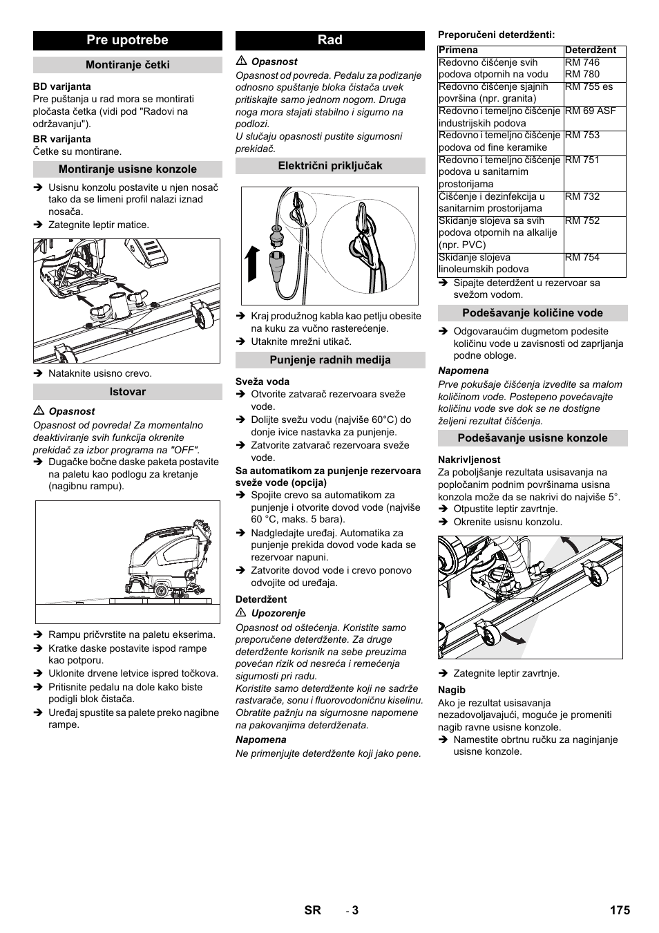 Pre upotrebe | Karcher B 40 C Bp R 55 User Manual | Page 175 / 226
