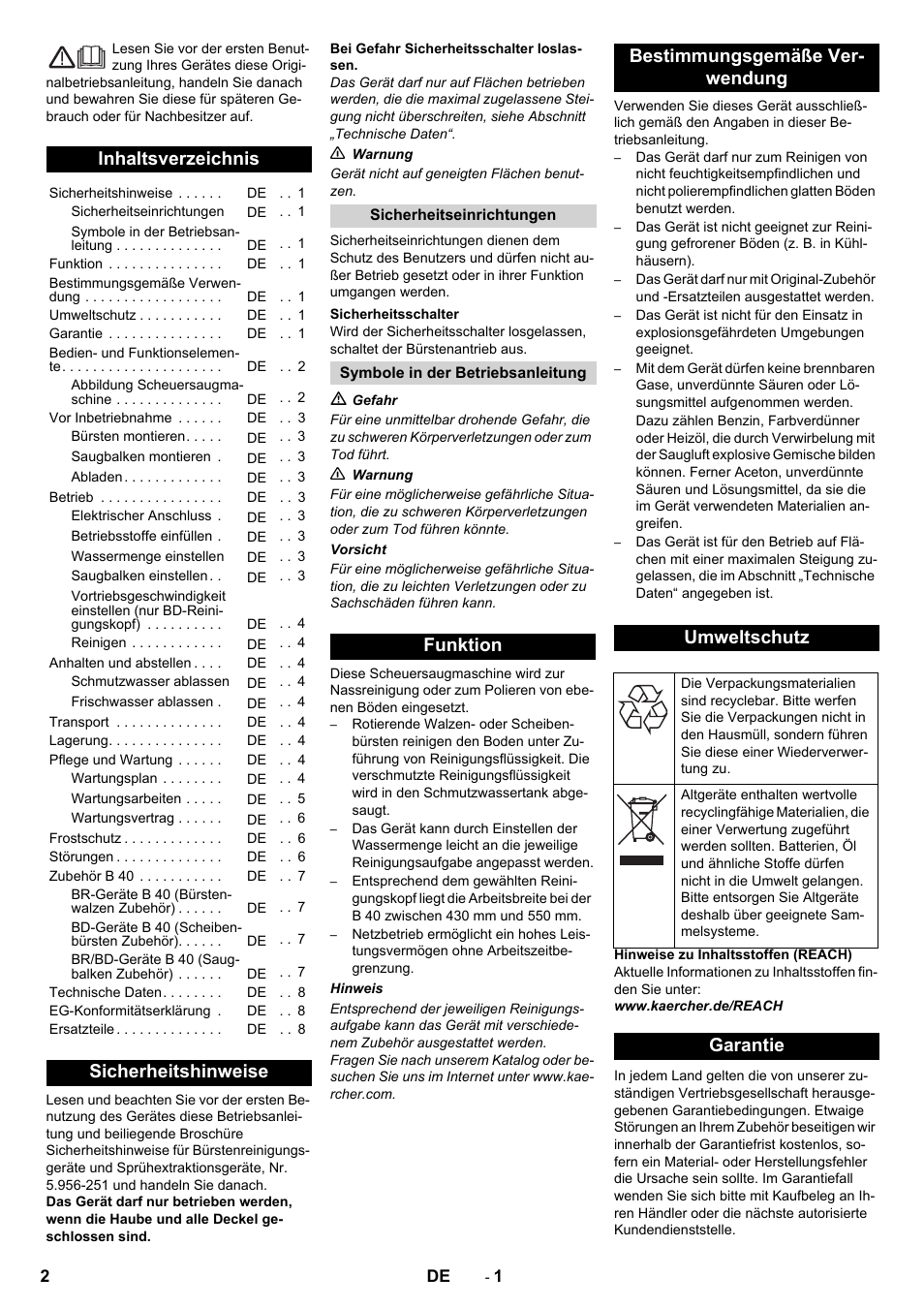 Karcher B 40 C Bp R 55 User Manual | Page 2 / 226