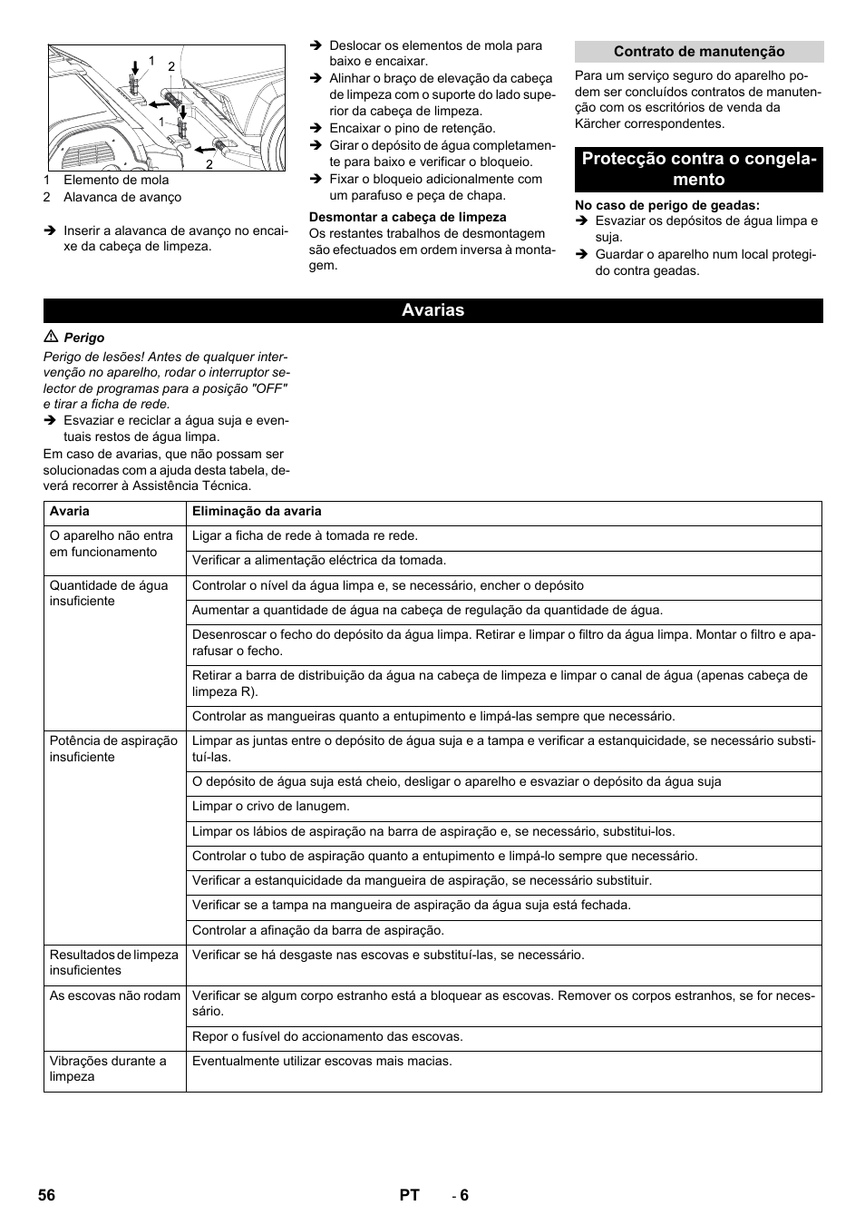 Protecção contra o congela- mento avarias | Karcher B 40 C Bp R 55 User Manual | Page 56 / 226