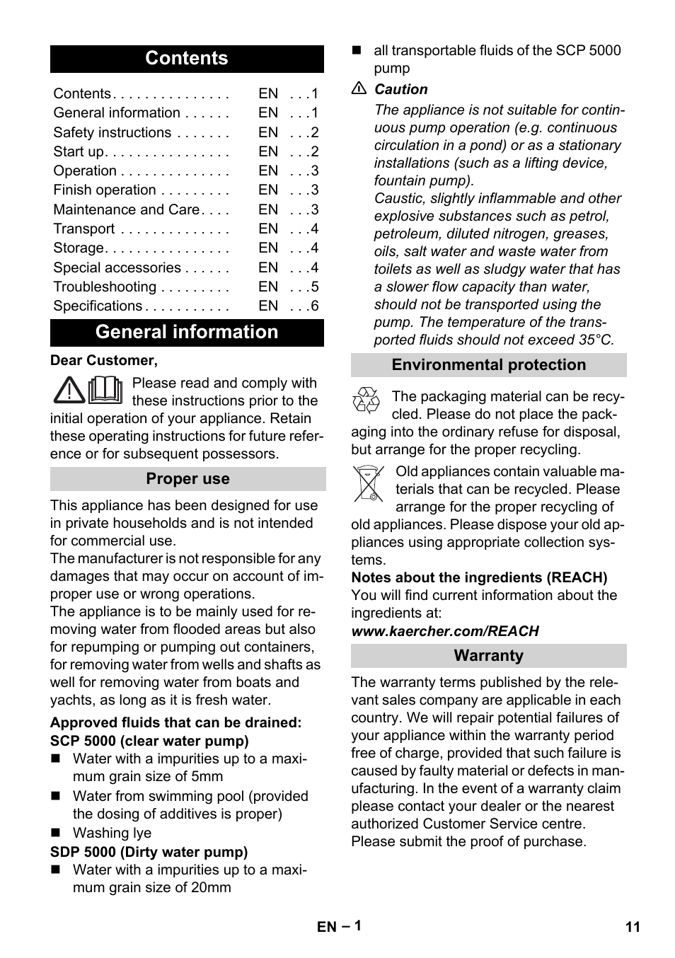 Karcher SCP 5000 User Manual | Page 11 / 168