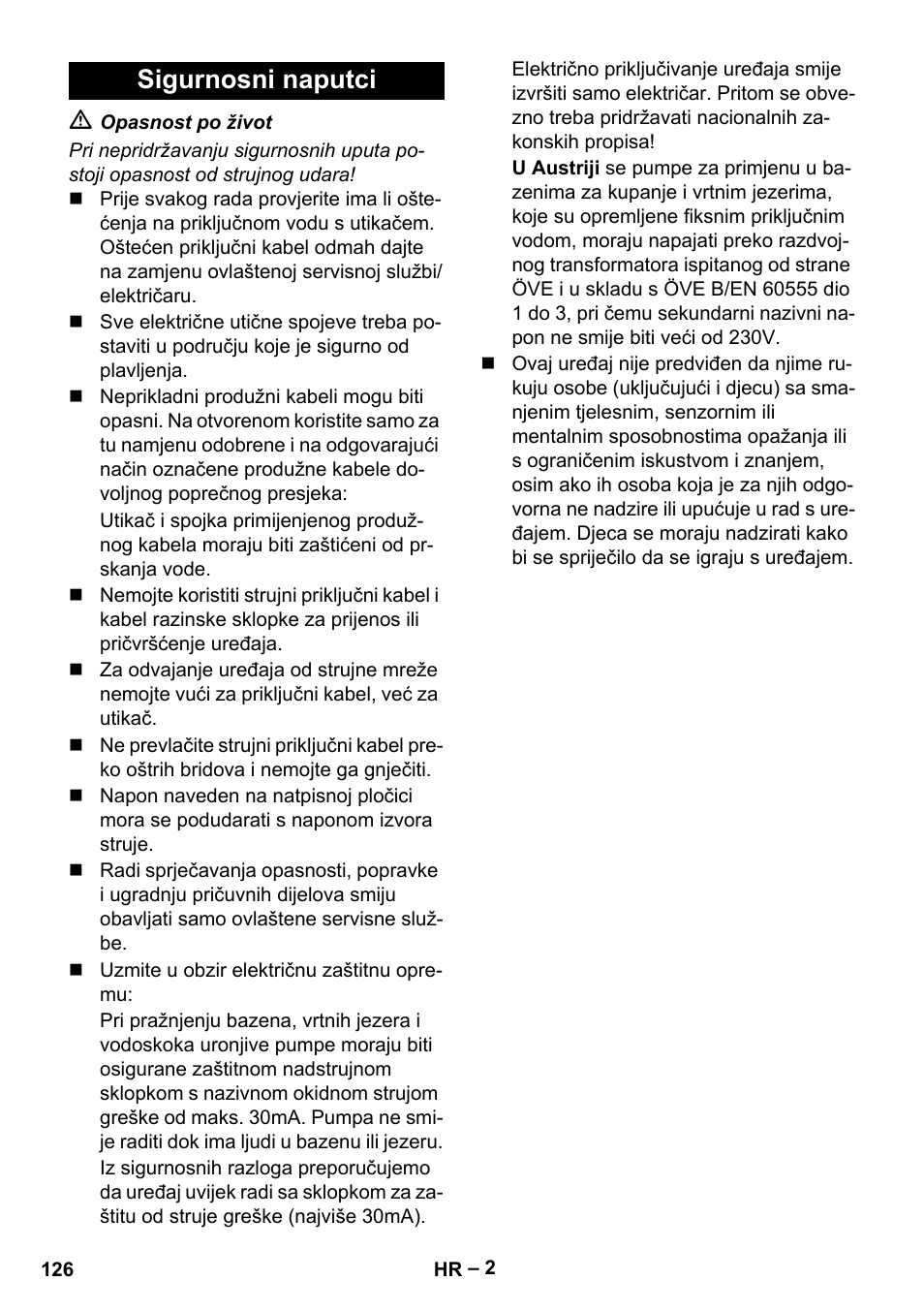 Sigurnosni naputci | Karcher SCP 5000 User Manual | Page 126 / 168