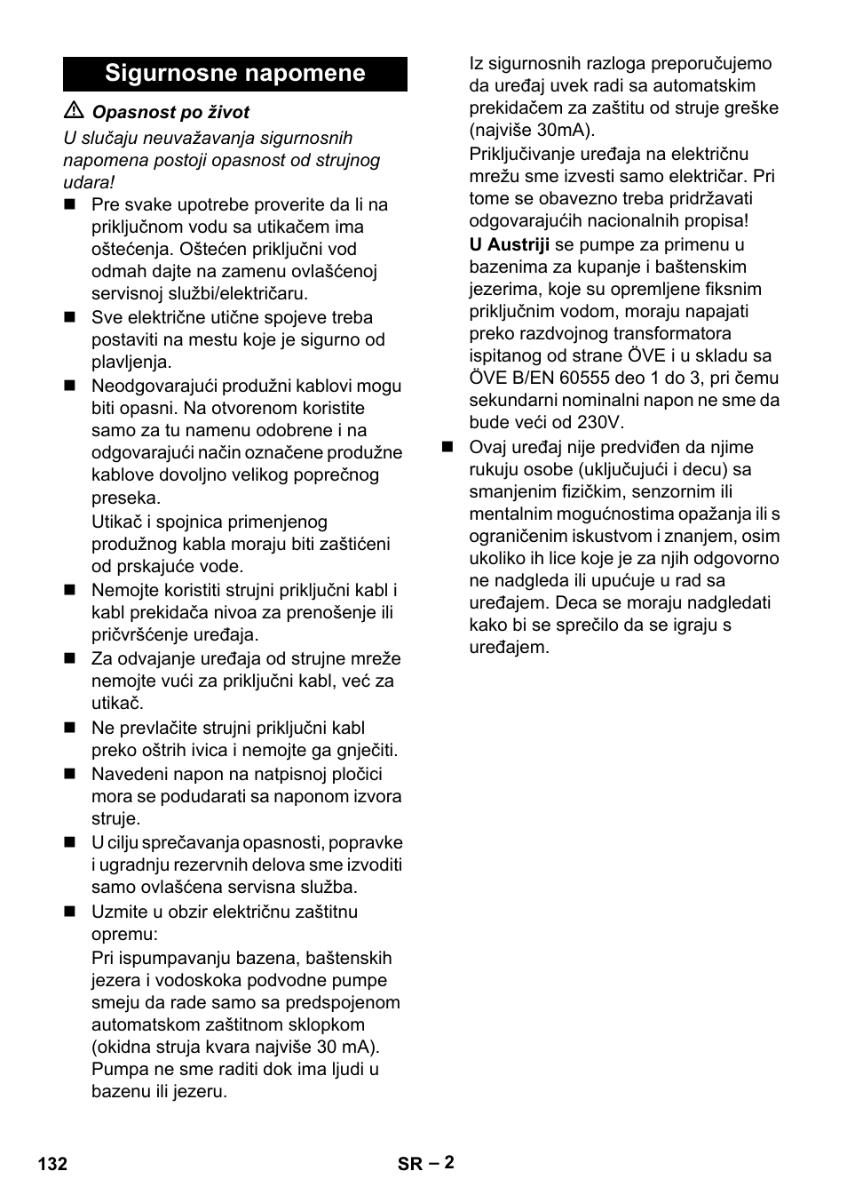 Sigurnosne napomene | Karcher SCP 5000 User Manual | Page 132 / 168