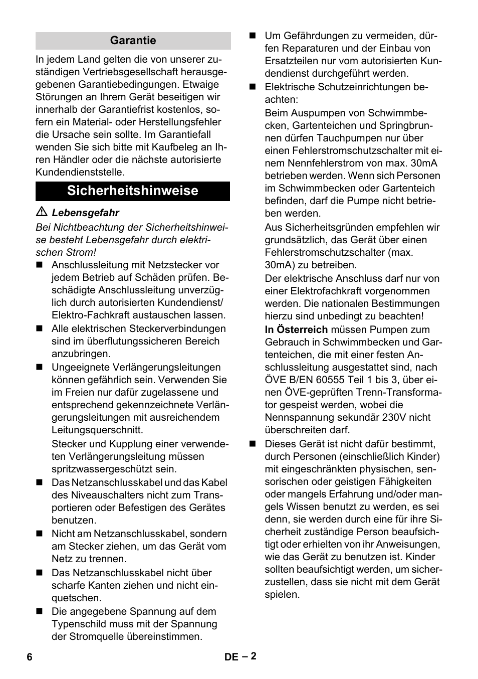 Garantie, Sicherheitshinweise | Karcher SCP 5000 User Manual | Page 6 / 168