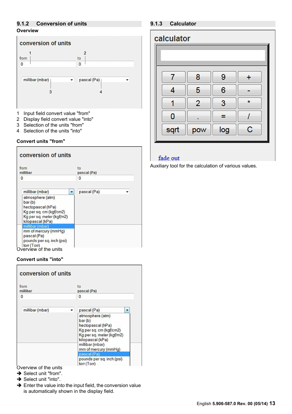 2 conversion of units, 3 calculator | Karcher IV 100 - 55 M B1 User Manual | Page 13 / 48