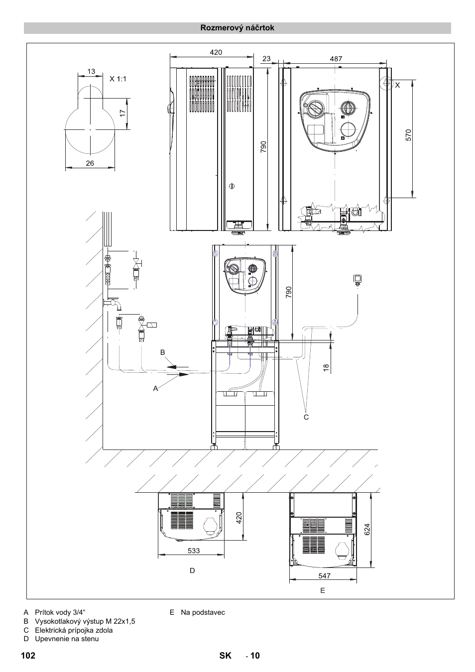 Rozmerový náčrtok | Karcher HD 13-12-4 ST User Manual | Page 102 / 156