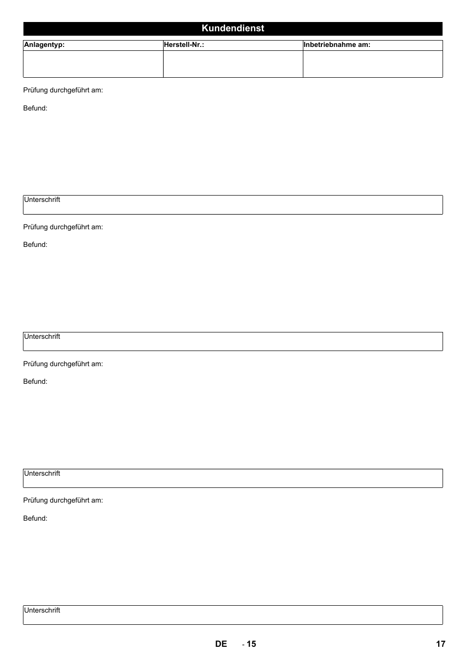 Kundendienst | Karcher HD 13-12-4 ST User Manual | Page 17 / 156