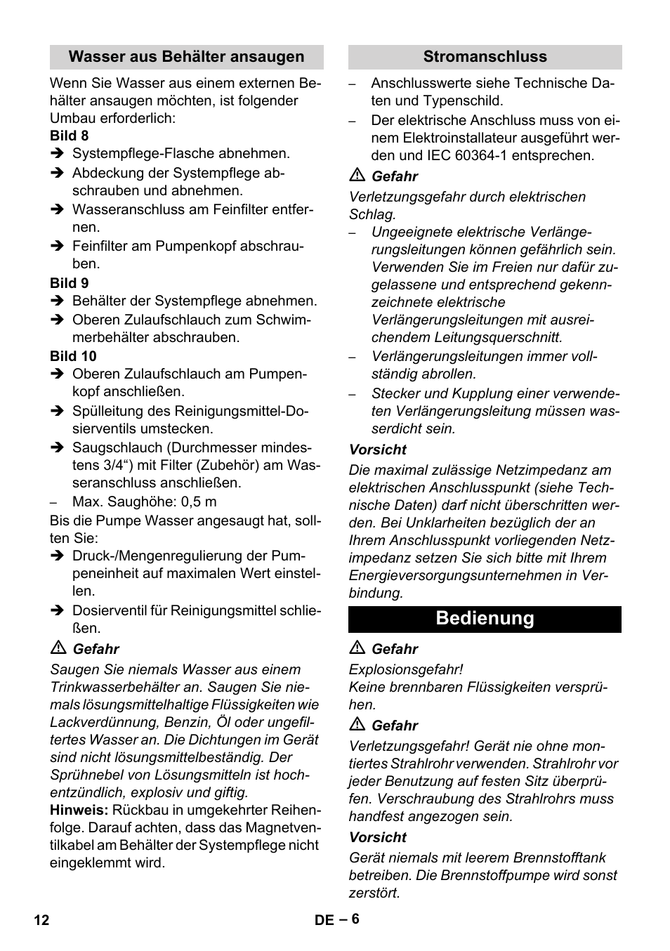 Bedienung | Karcher HDS 7-12-4 M User Manual | Page 12 / 516