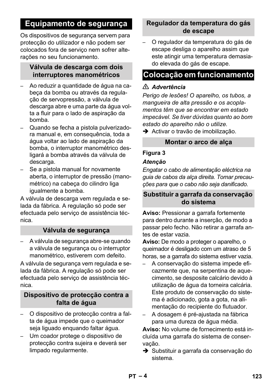 Equipamento de segurança, Colocação em funcionamento | Karcher HDS 7-12-4 M User Manual | Page 123 / 516