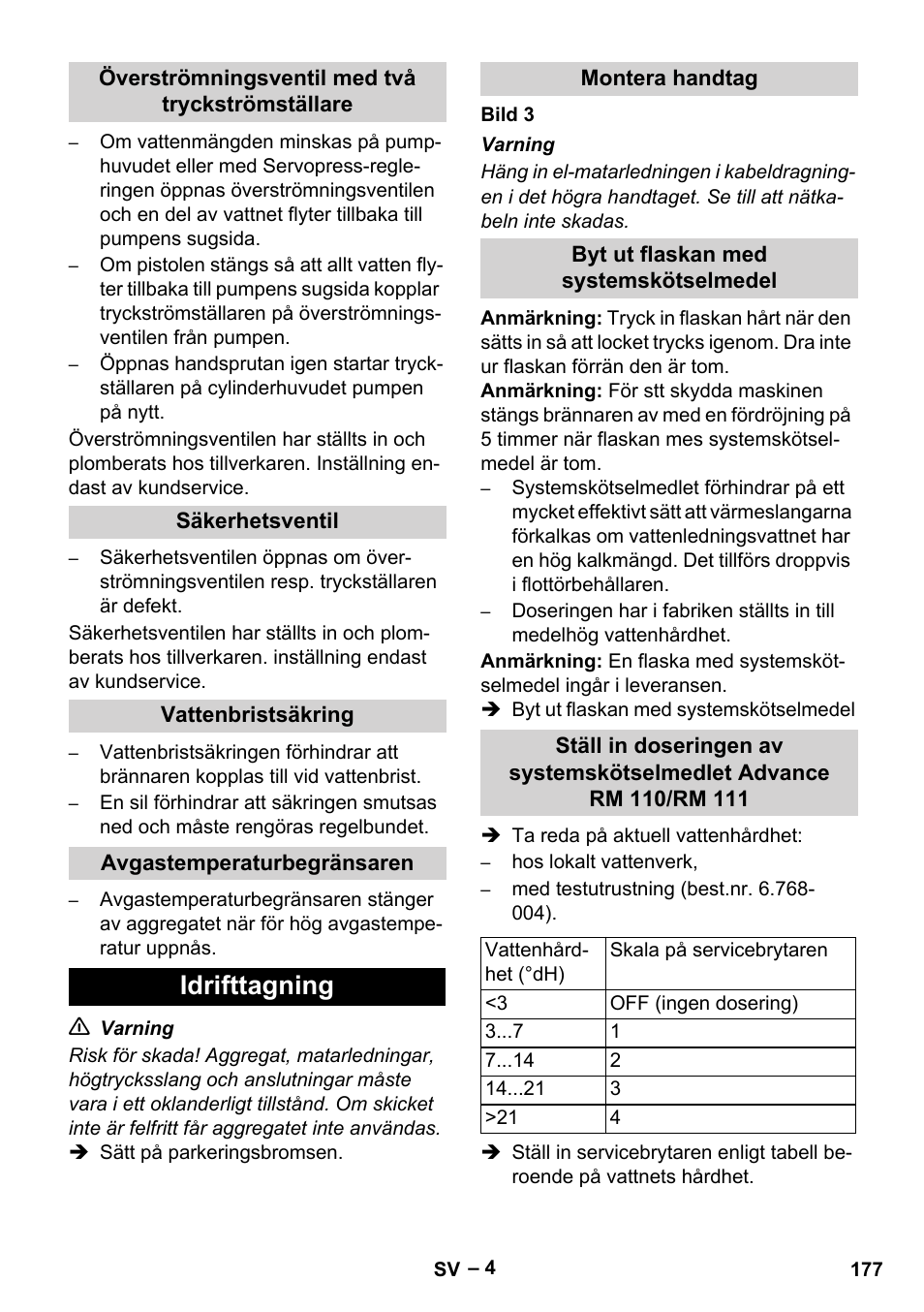 Idrifttagning | Karcher HDS 7-12-4 M User Manual | Page 177 / 516