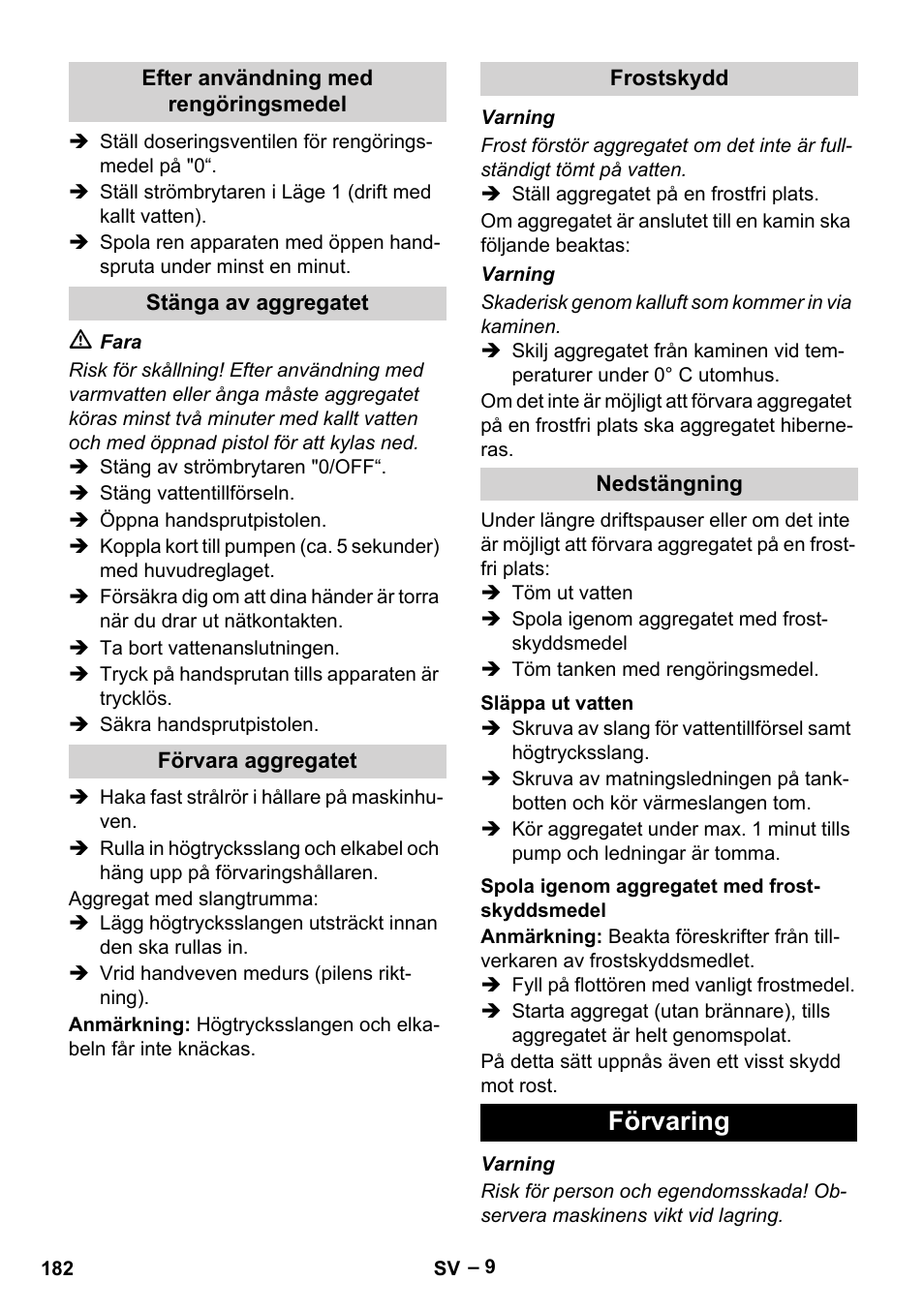 Förvaring | Karcher HDS 7-12-4 M User Manual | Page 182 / 516