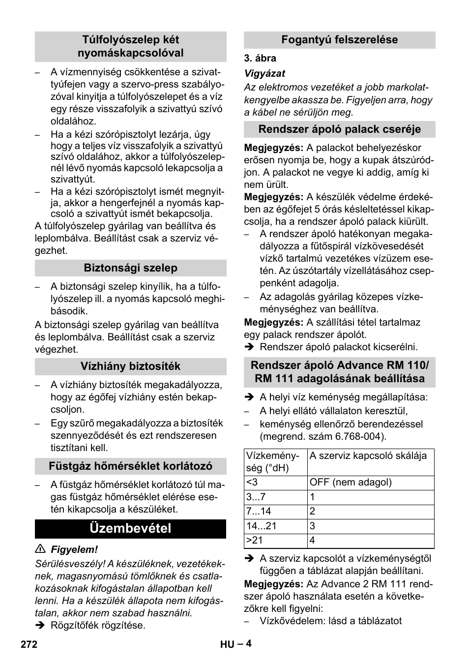 Üzembevétel | Karcher HDS 7-12-4 M User Manual | Page 272 / 516