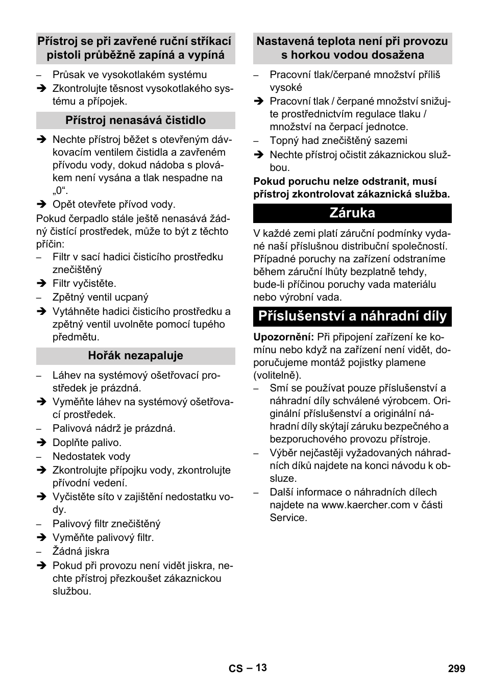 Záruka příslušenství a náhradní díly | Karcher HDS 7-12-4 M User Manual | Page 299 / 516