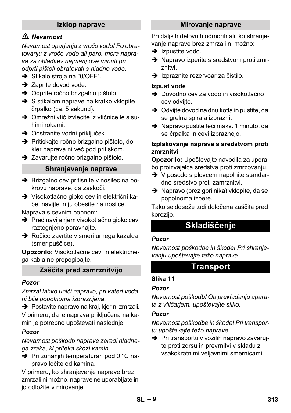 Skladiščenje transport | Karcher HDS 7-12-4 M User Manual | Page 313 / 516