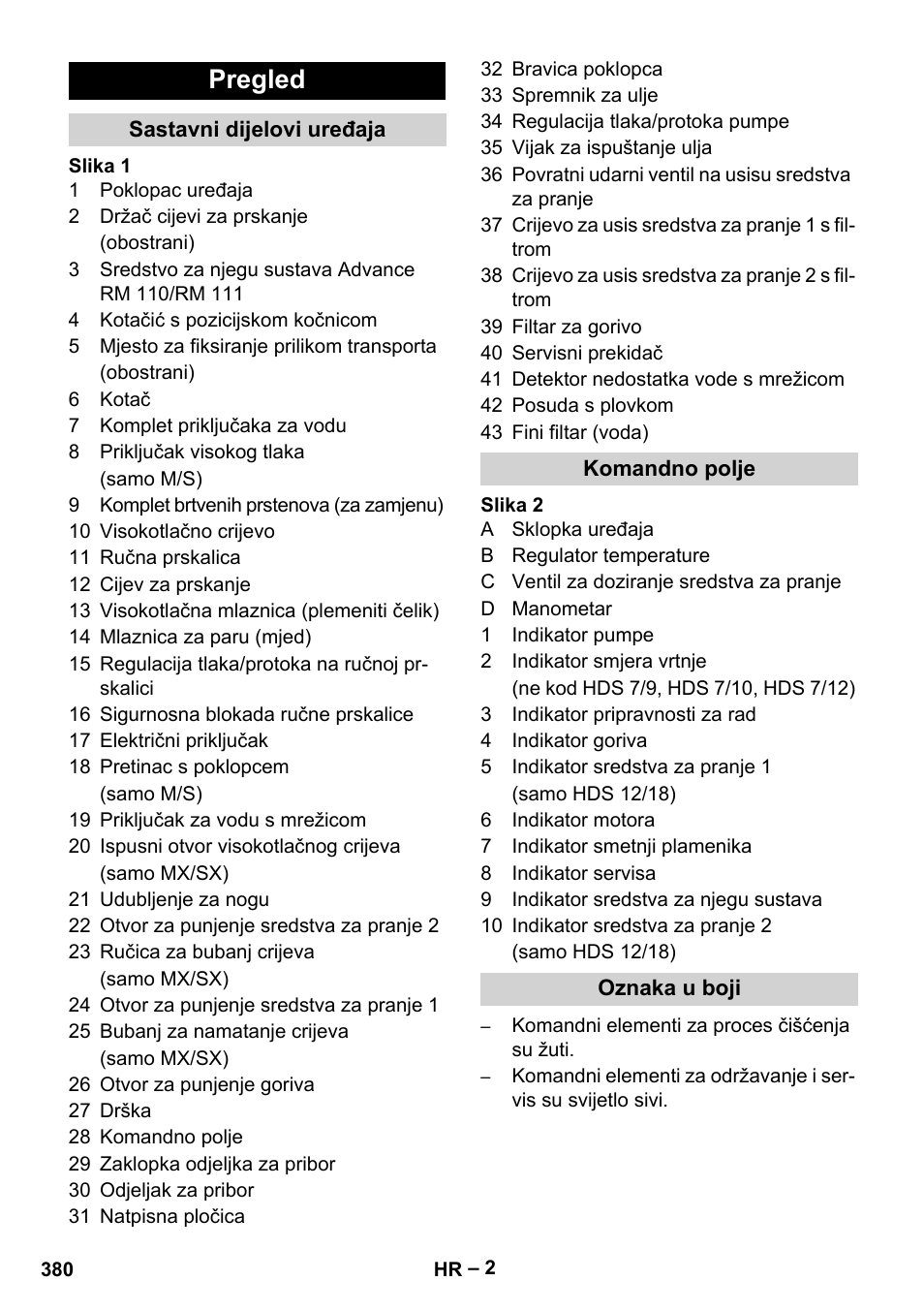 Pregled | Karcher HDS 7-12-4 M User Manual | Page 380 / 516