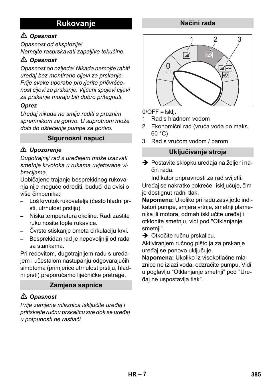 Rukovanje | Karcher HDS 7-12-4 M User Manual | Page 385 / 516