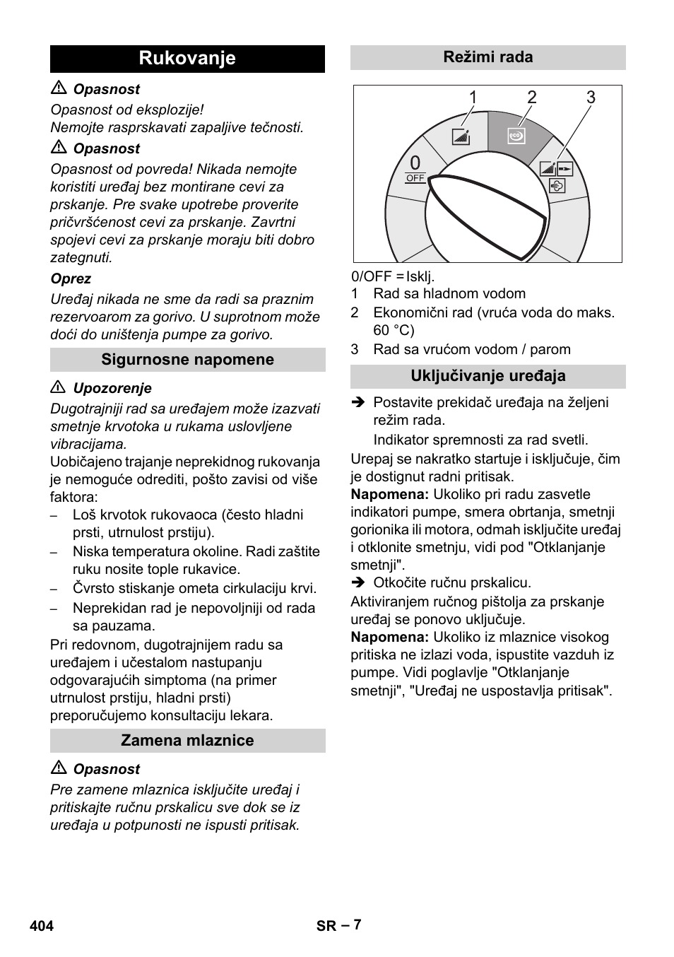 Rukovanje | Karcher HDS 7-12-4 M User Manual | Page 404 / 516