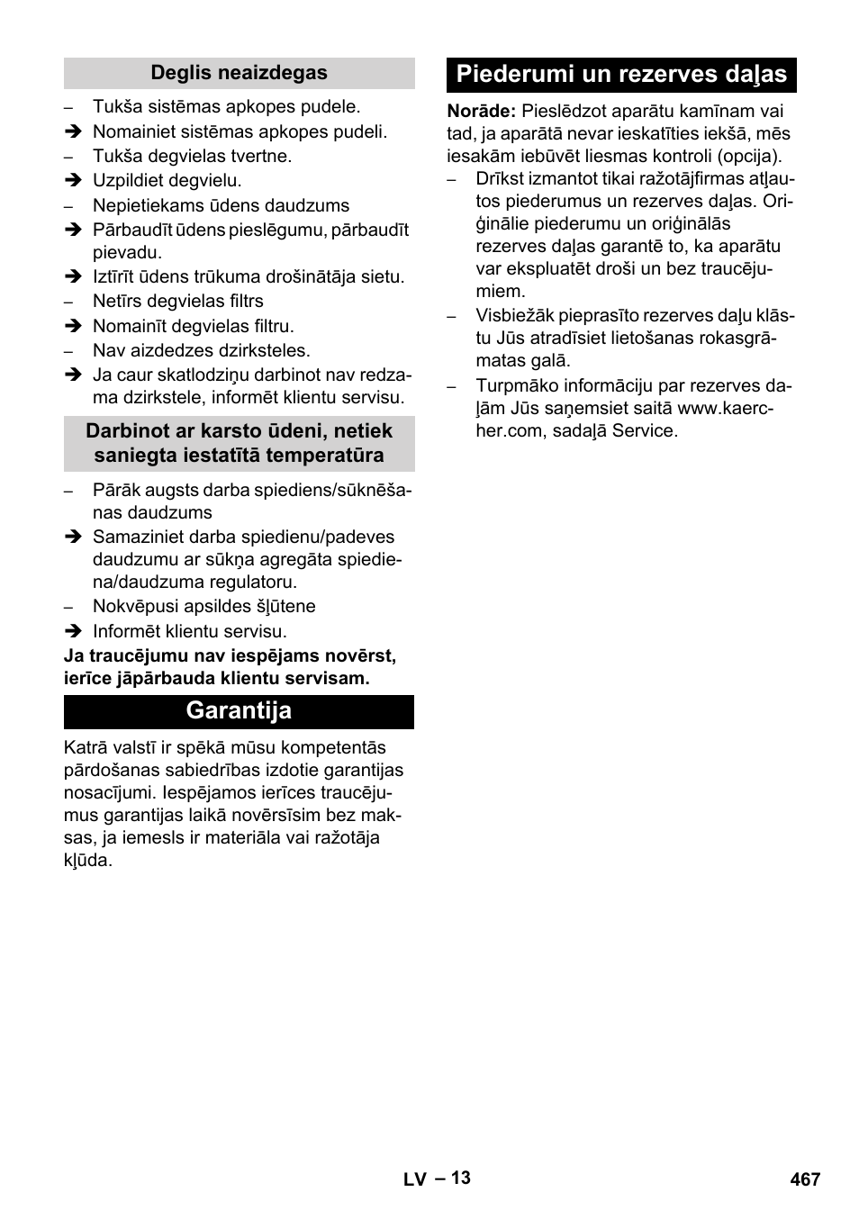 Garantija piederumi un rezerves daļas | Karcher HDS 7-12-4 M User Manual | Page 467 / 516