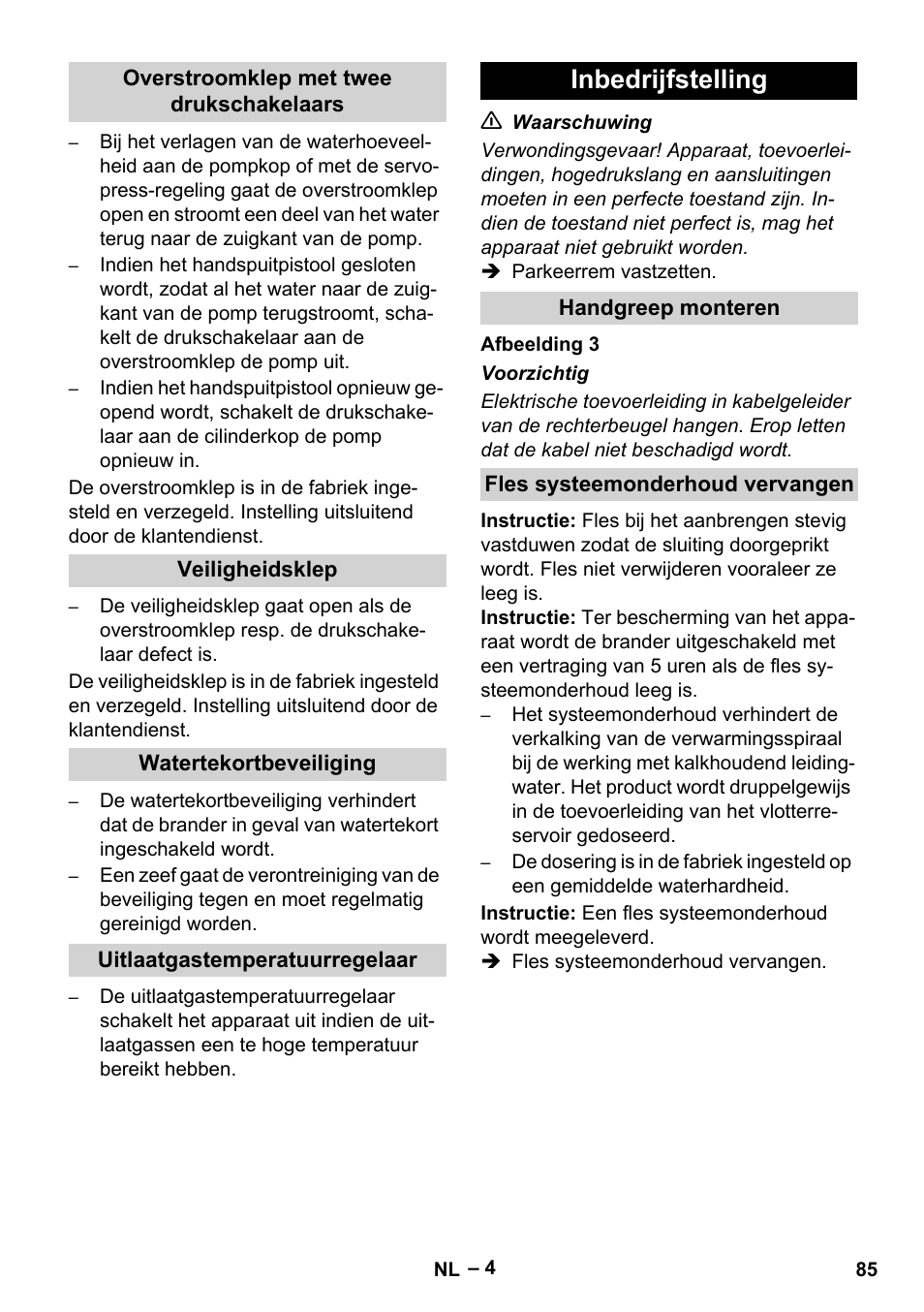 Inbedrijfstelling | Karcher HDS 7-12-4 M User Manual | Page 85 / 516