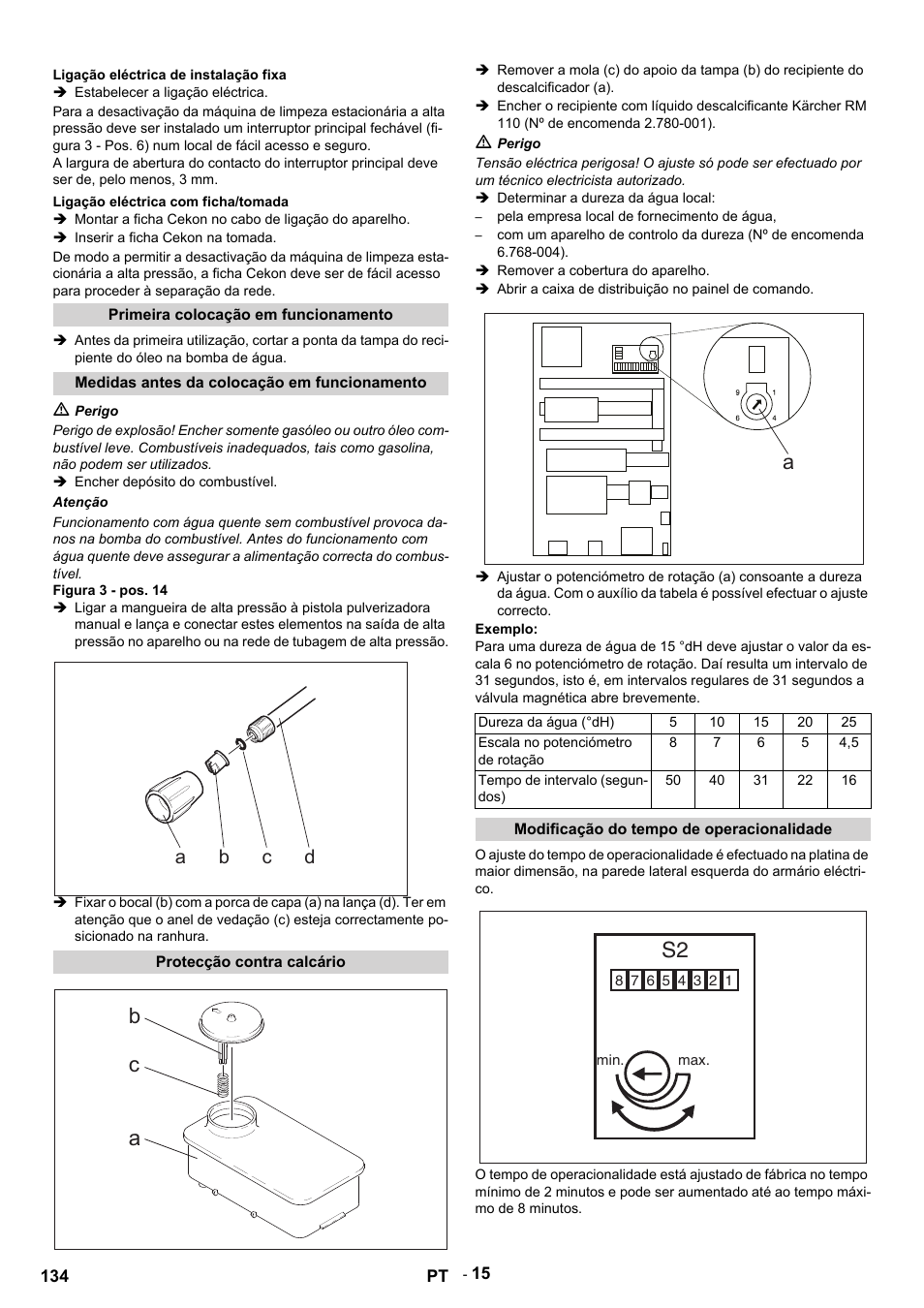 Ligação eléctrica de instalação fixa, Estabelecer a ligação eléctrica, Ligação eléctrica com ficha/tomada | Inserir a ficha cekon na tomada, Primeira colocação em funcionamento, Medidas antes da colocação em funcionamento, M perigo, Encher depósito do combustível, Atenção, Figura 3 - pos. 14 | Karcher HDS 9-14-4 ST User Manual | Page 134 / 450