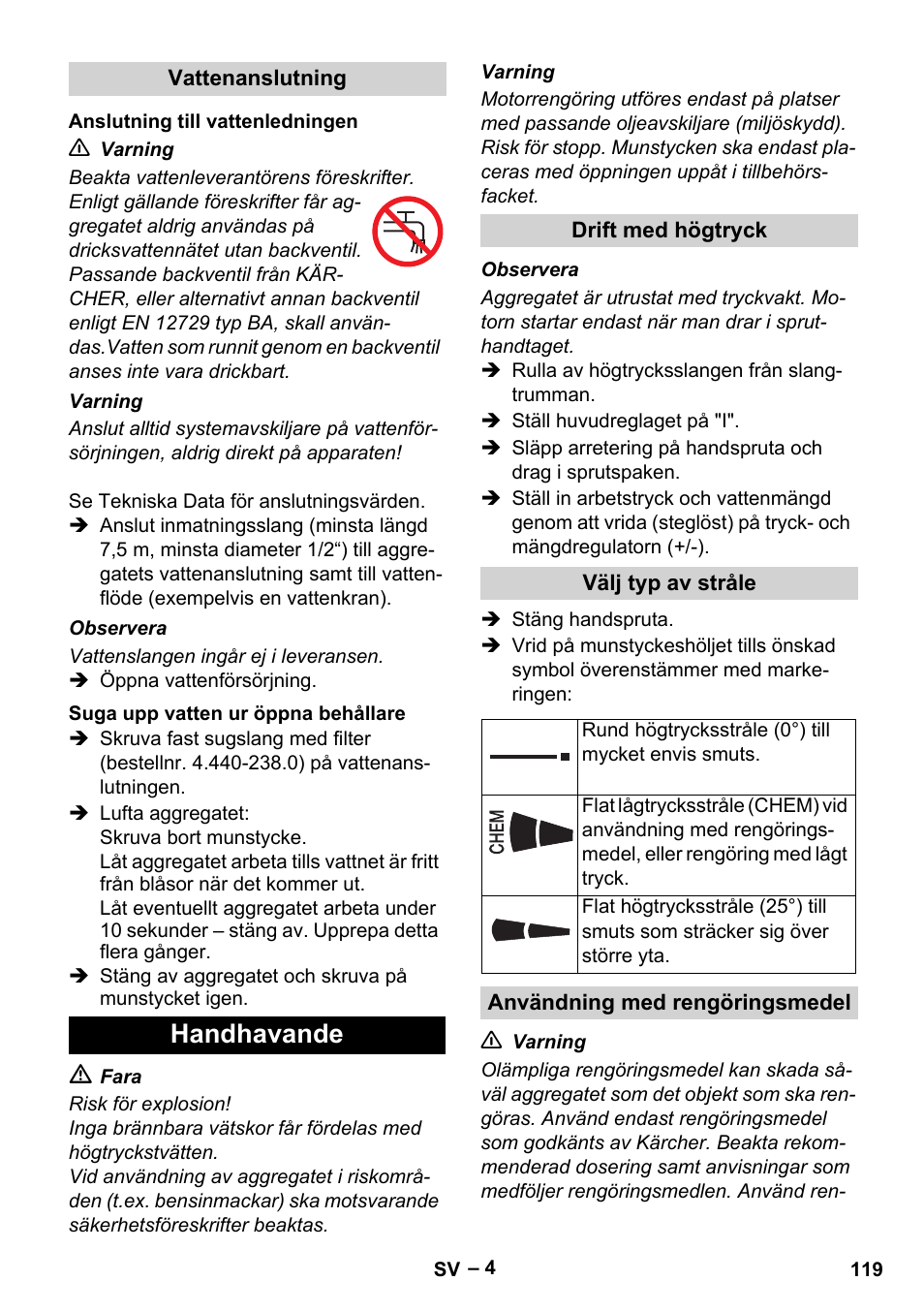 Handhavande | Karcher HD 6-12-4 CX Plus User Manual | Page 119 / 364