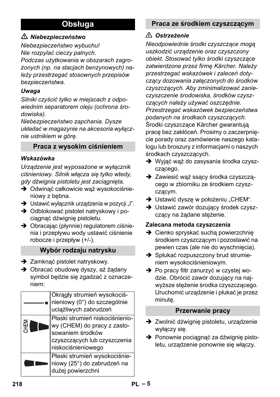 Obsługa | Karcher HD 6-12-4 CX Plus User Manual | Page 218 / 364