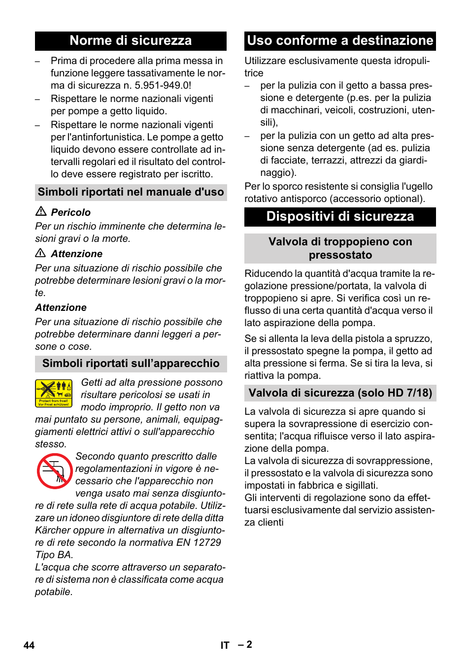 Norme di sicurezza | Karcher HD 6-12-4 CX Plus User Manual | Page 44 / 364
