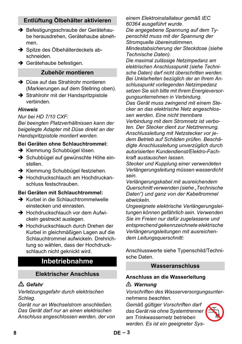 Inbetriebnahme | Karcher HD 6-12-4 CX Plus User Manual | Page 8 / 364