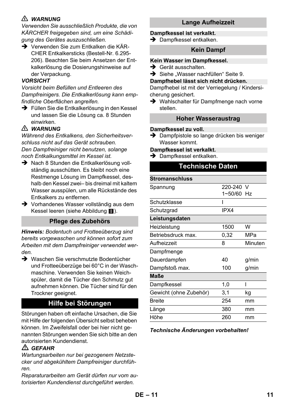 Karcher SC 1-020 User Manual | Page 11 / 210