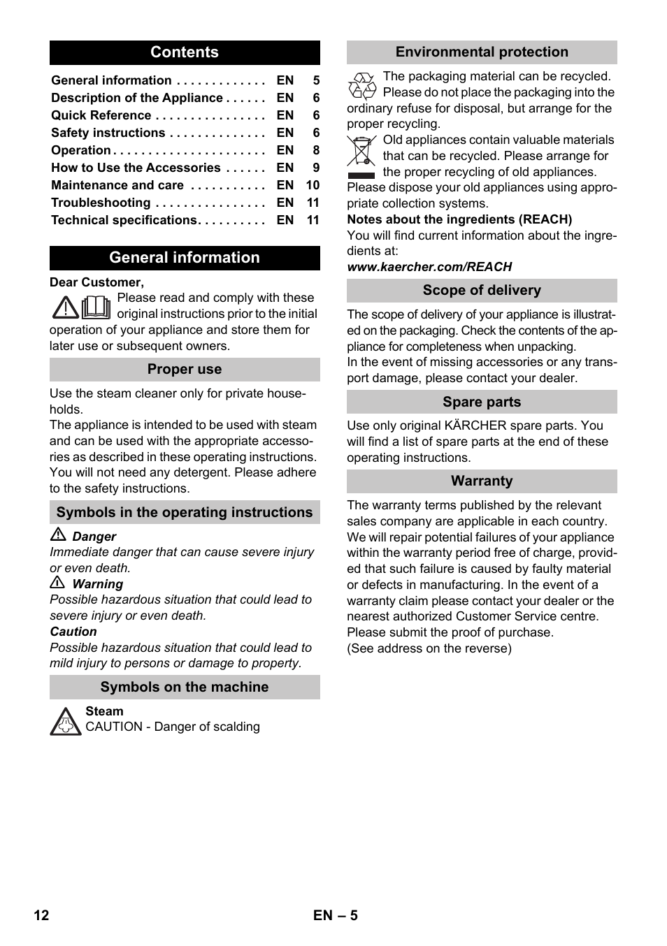 English | Karcher SC 1-020 User Manual | Page 12 / 210