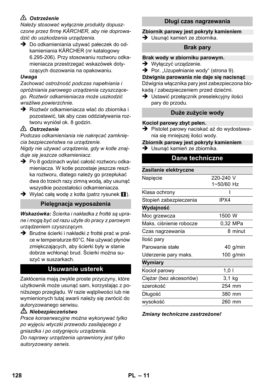 Karcher SC 1-020 User Manual | Page 128 / 210