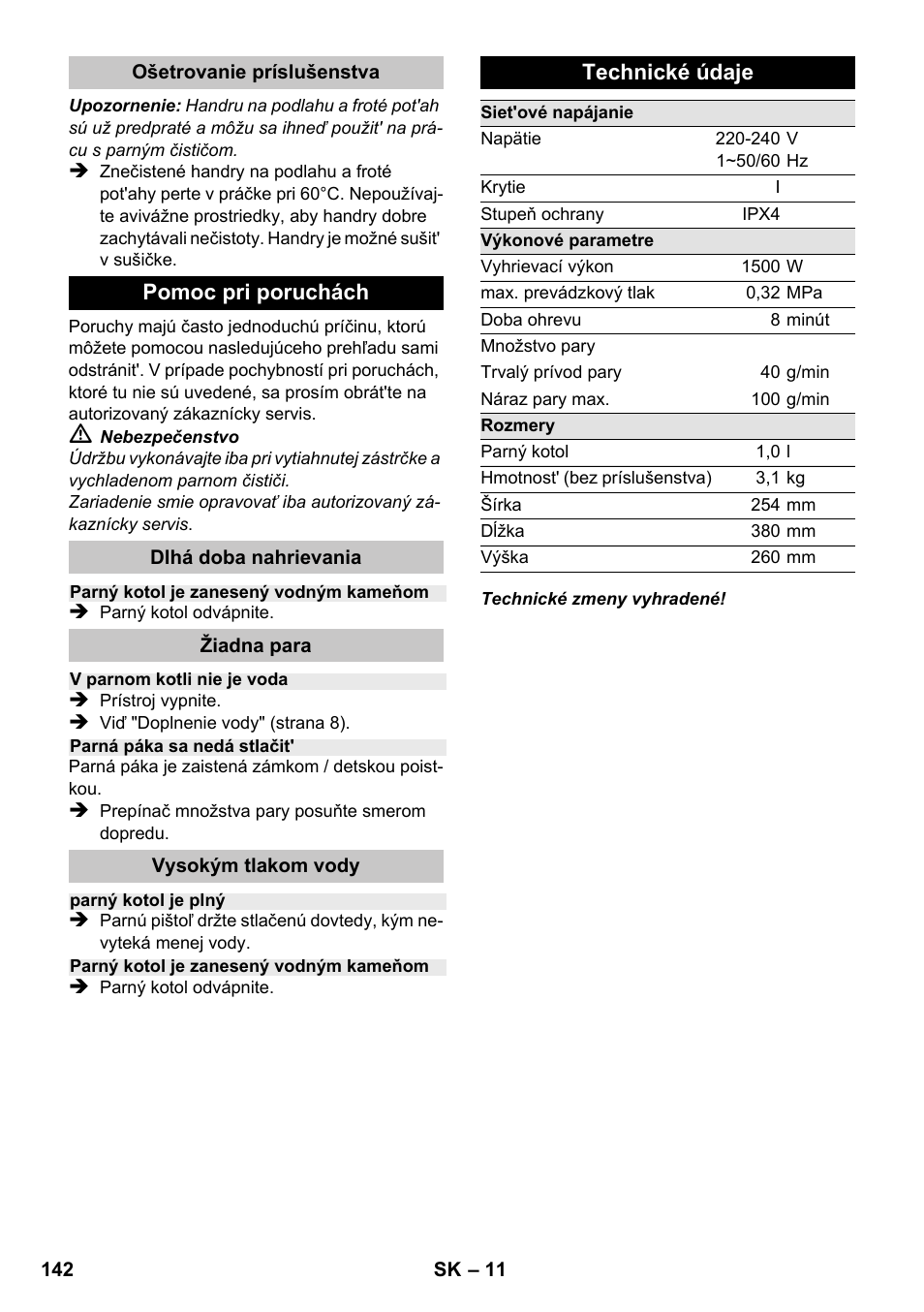 Karcher SC 1-020 User Manual | Page 142 / 210