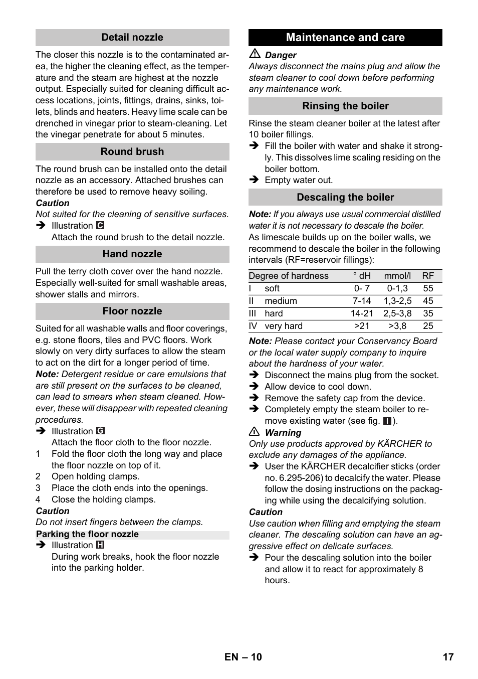 Karcher SC 1-020 User Manual | Page 17 / 210