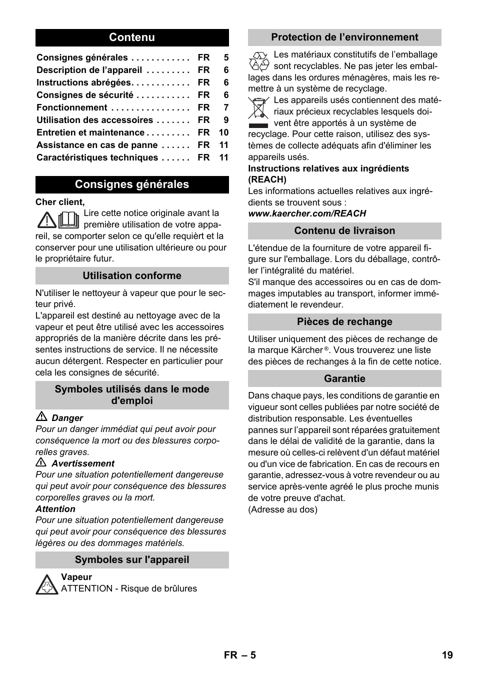 Français | Karcher SC 1-020 User Manual | Page 19 / 210