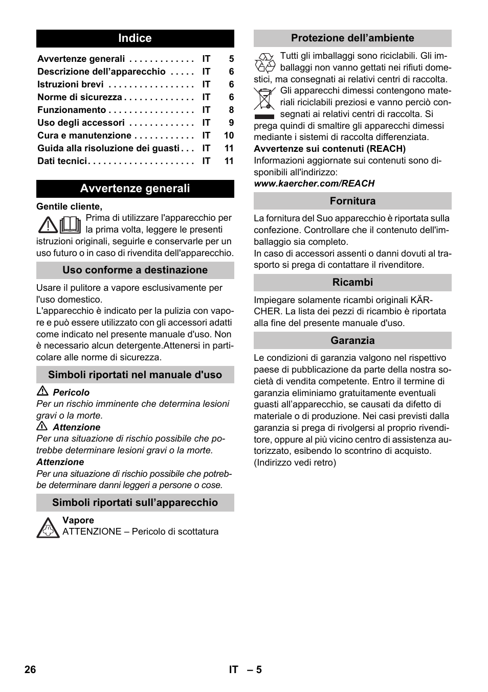Italiano | Karcher SC 1-020 User Manual | Page 26 / 210
