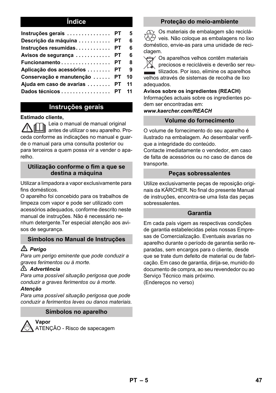 Português | Karcher SC 1-020 User Manual | Page 47 / 210