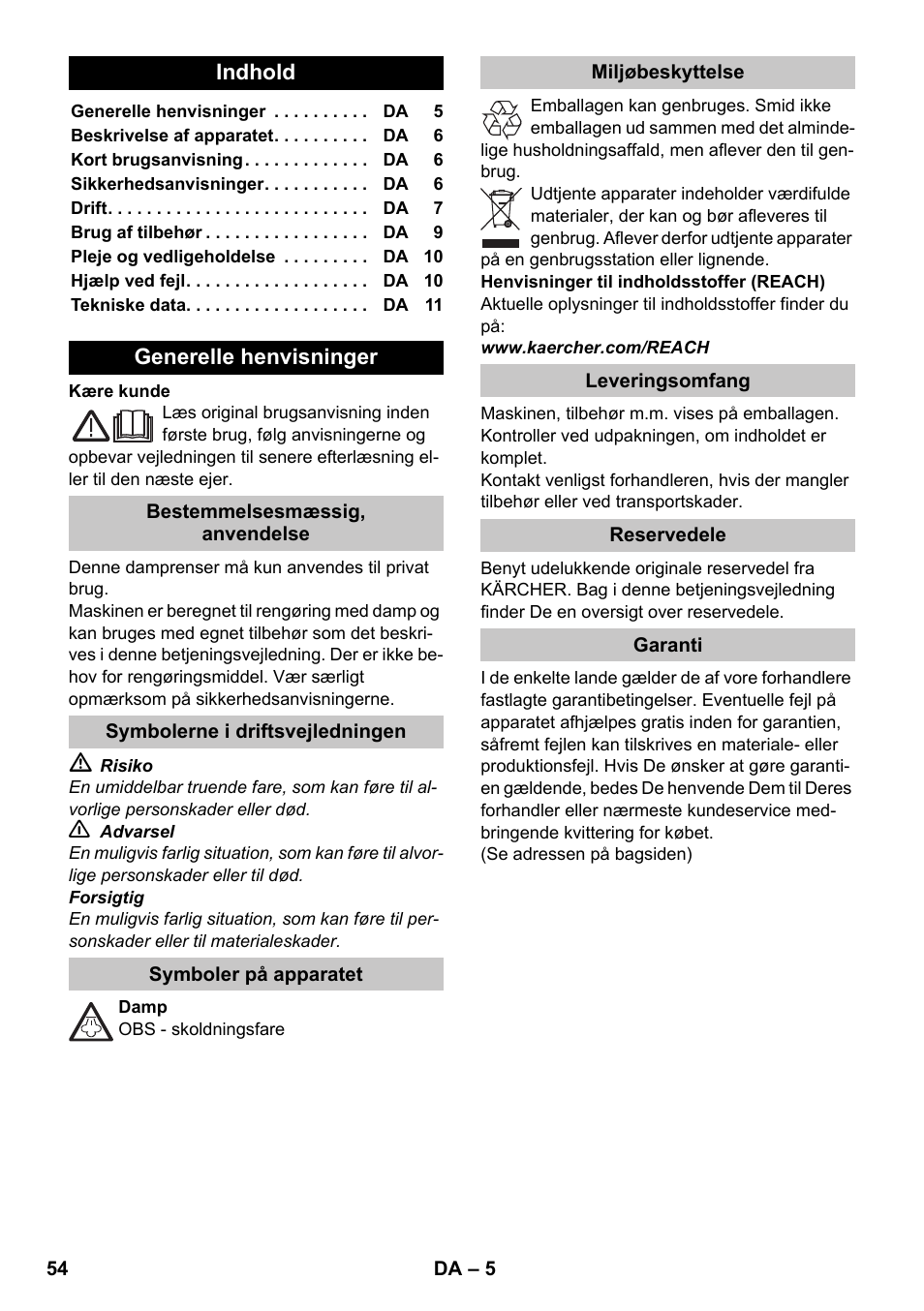 Dansk | Karcher SC 1-020 User Manual | Page 54 / 210