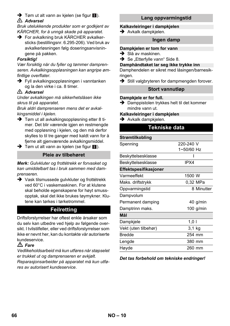 Karcher SC 1-020 User Manual | Page 66 / 210